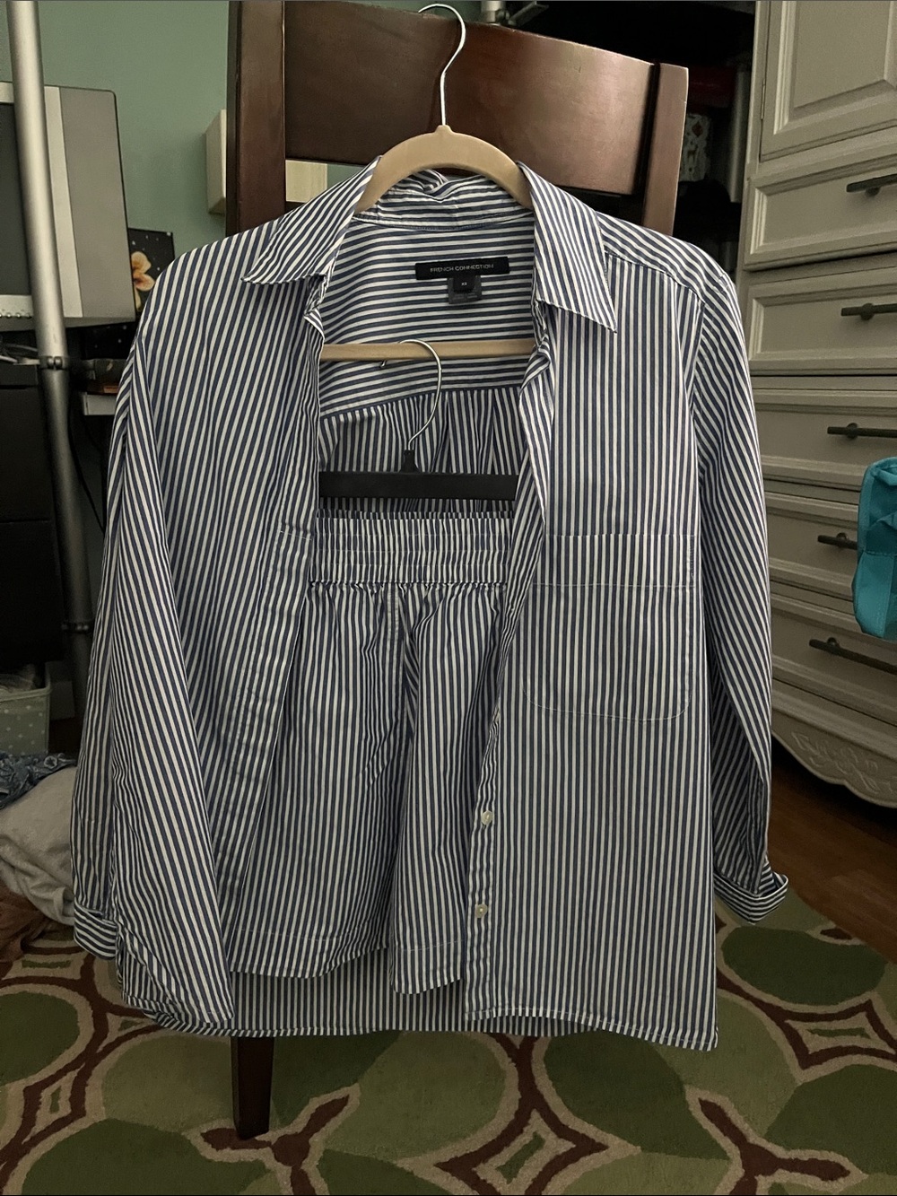 French Connection blue and white striped 2 pc set